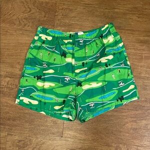 Green Golf Print Men's Shorts